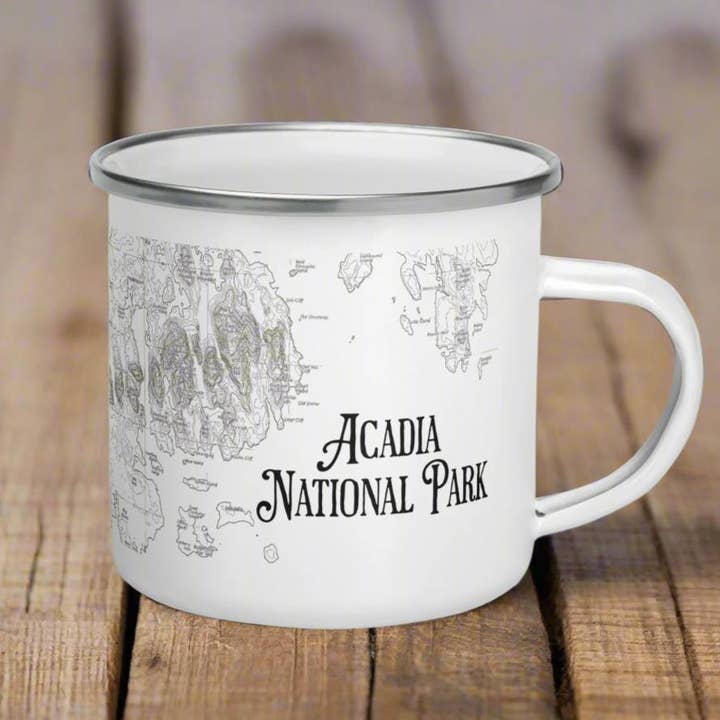 Caneca de Campismo Topográfica do Parque Nacional de Acadia por atacado de Parks Apparel