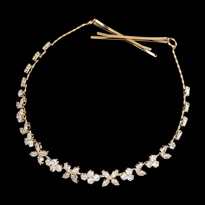 Sensibling Corp. - Wholesale Fashion headband – women's - CZ Stone Paved Cluster Flower Leaf Vine Wrap Headpiece
1