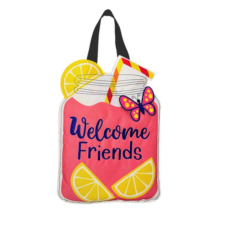 Briarwood Lane - Wholesale Door Hanger - Lemonade Friends Everyday Burlap Door Hanger 18" x 12"