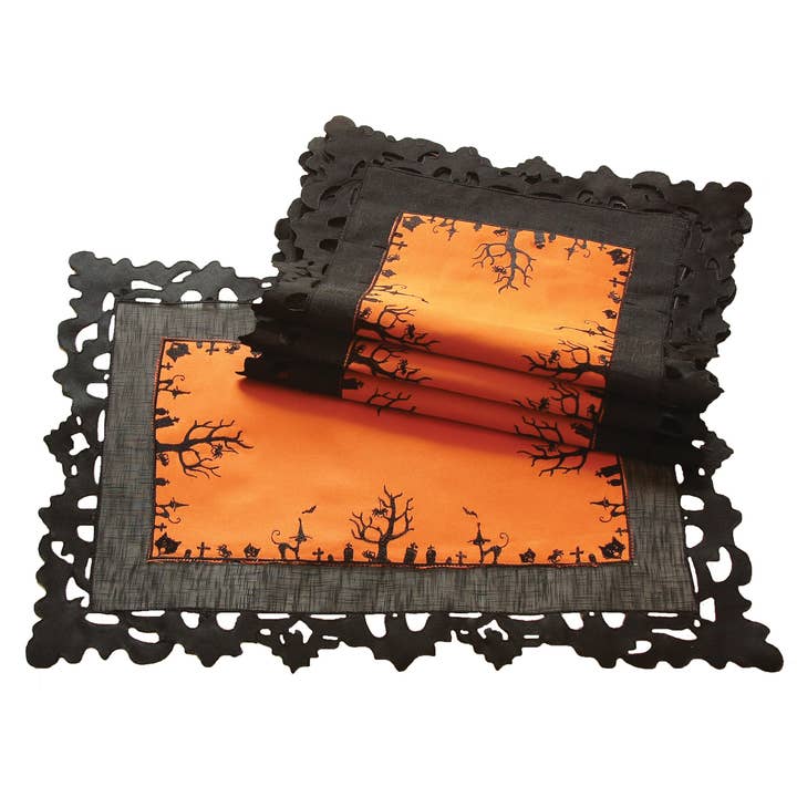 Hallows Eve Embroidered Cutwork 14 by 20-Inch, Set of 4 for wholesale by Xia Home Fashions & Manor Luxe