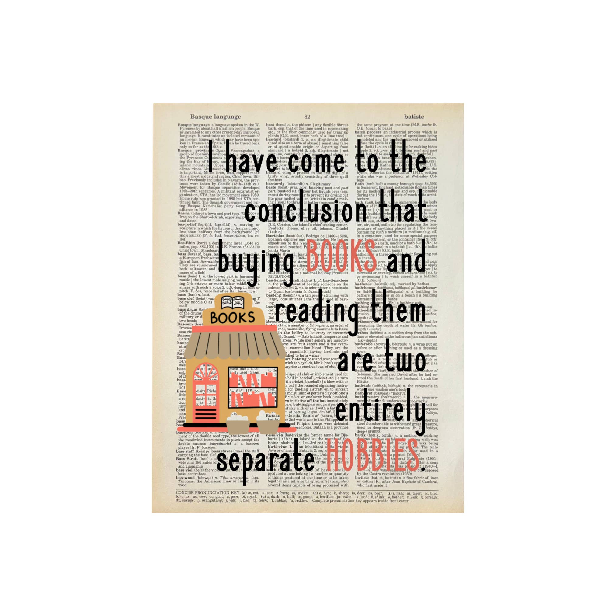 Bookish Birds - Wholesale Art Print - I have come to the con | Dictionary Print | Vintage Book Art