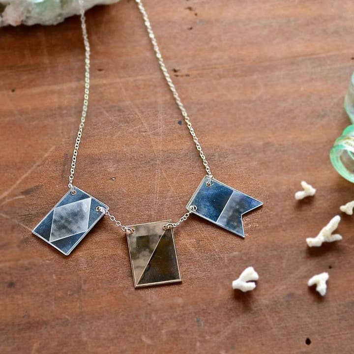 Signals Nautical Flag Necklace - nautical flag custom signals code necklace, 3 flags for wholesale by Foamy Wader