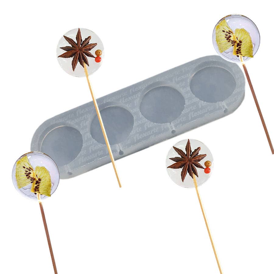 Flexarte USA – wholesale Cocktail shaker – Round Swizzle Stick Silicone Mold - To stir in a Cocktail Lollipop Mold for drinks Isomalt Hard Candy Lollipops Mould0