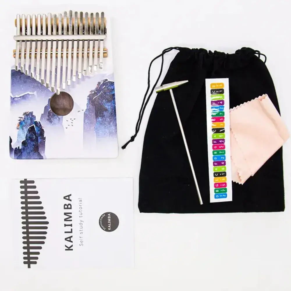 giftland - Vendita all'ingrosso Strumenti musicali - Kalimba colorata in legno con custodia in velluto1