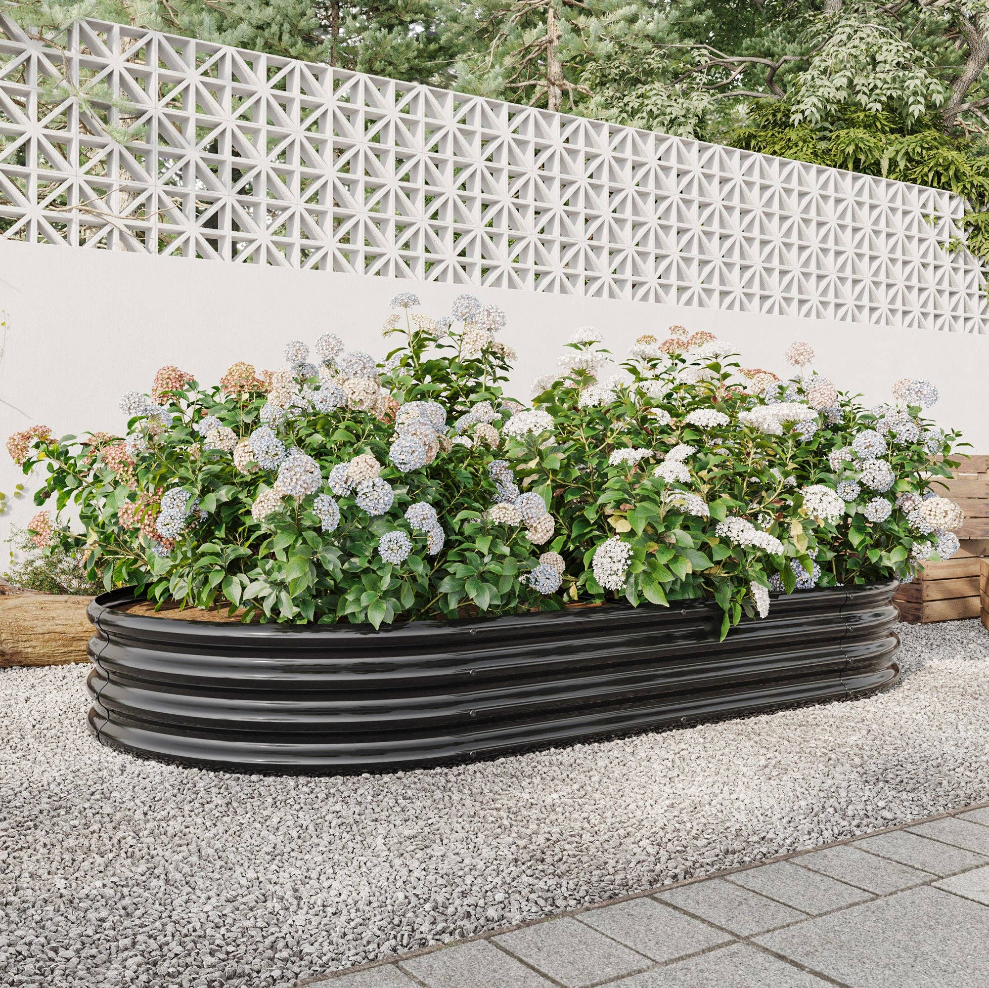 39F Inc. - Wholesale Planter Box - Raised Garden Bed – Large Oval Metal Planter, Black7