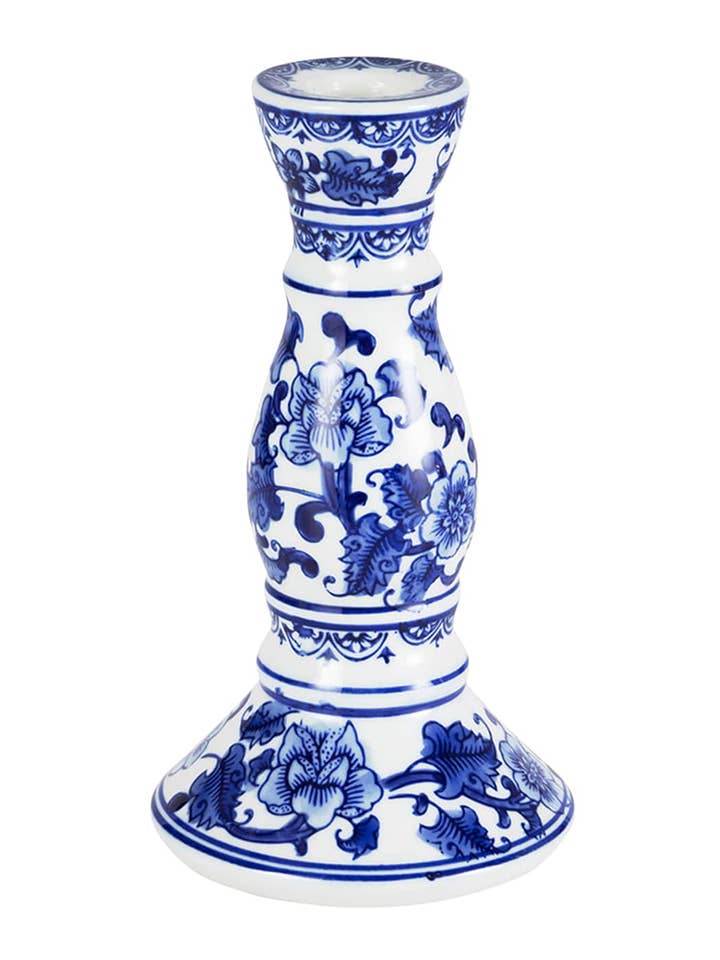 Juego de 2 velas cónicas medianas Delft azul para venta al por mayor de Madame Smart Ltd