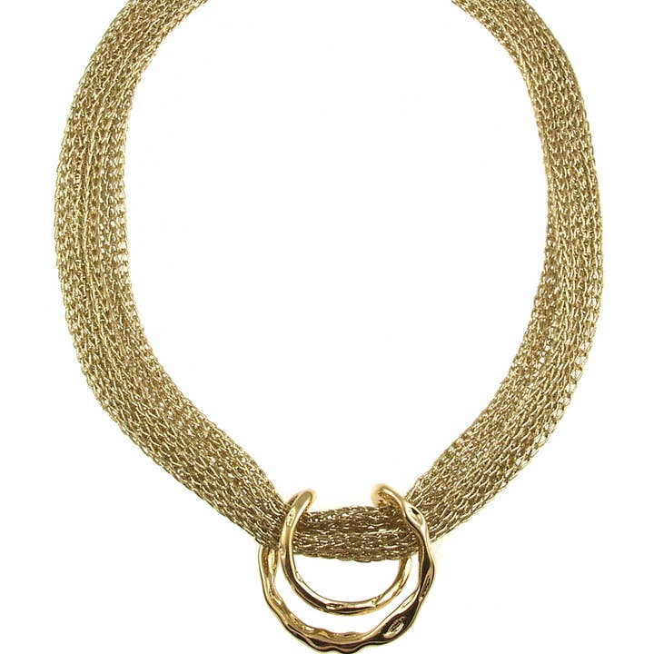 Origin Jewelry - Wholesale Link & Chain Necklace - Horseshoe Pendant with mesh fabric necklace0
