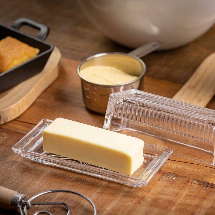 TableCraft Products Company - Wholesale Butter Dish - Embossed Butter Dish, "BUTTER" (Holds 1 Stick)