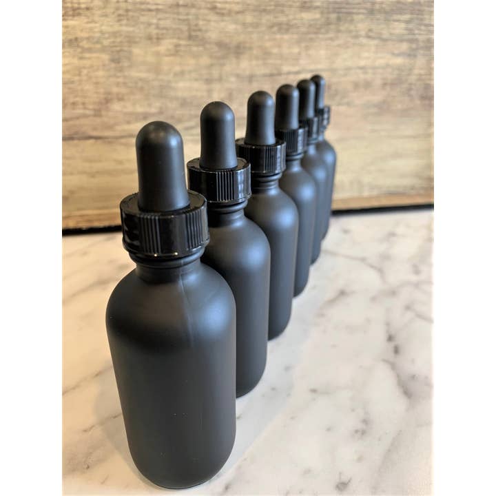 The Bottle Shoppe - Wholesale Essential Oil Holder - 2oz Black Matte Glass Bottle with Black Glass Dropper