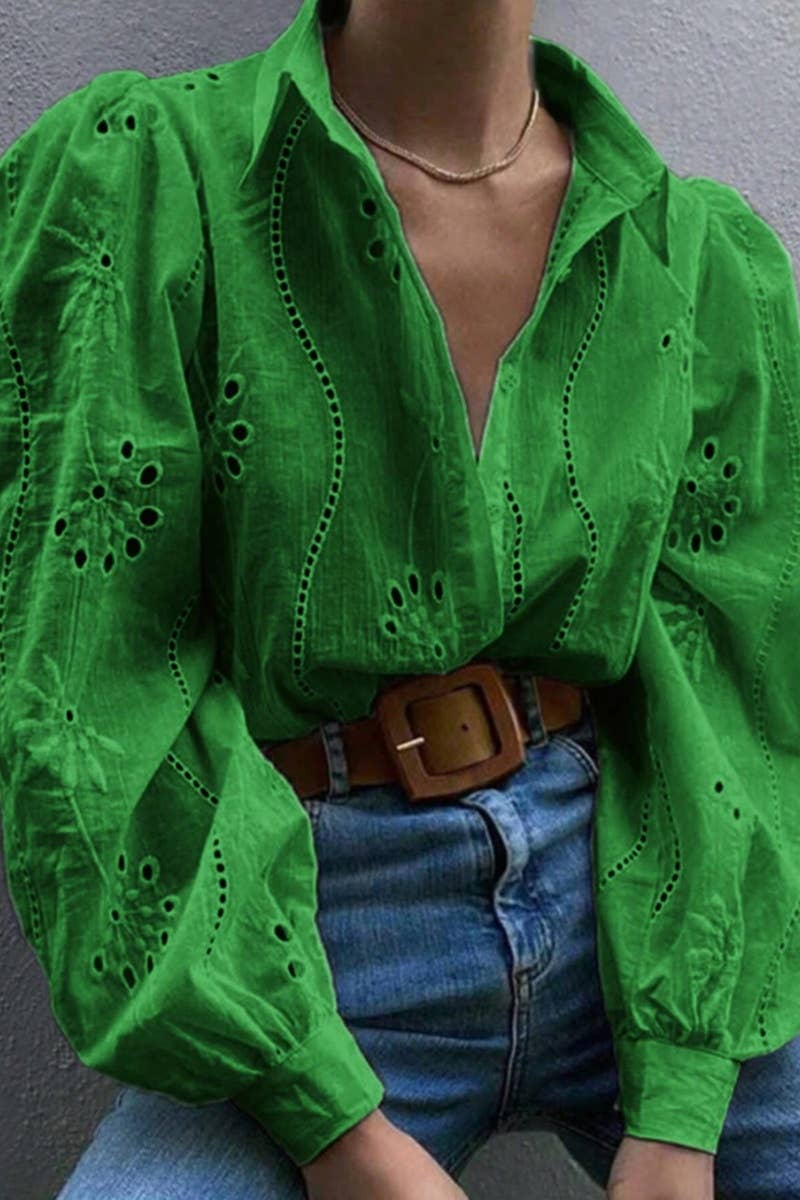 NINEXIS - Wholesale Shirt - Women's - CWTDSL0116_SINGLE BREASTED CUTOUT LONG SLEEVE SHIRT TOP5