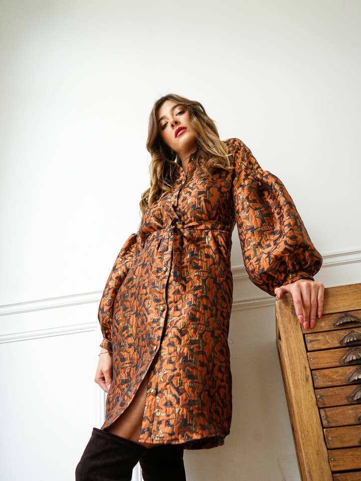 Vestido NINA COLLAR - Jacquard en cobre para venta al por mayor de ROSAMEN BADO