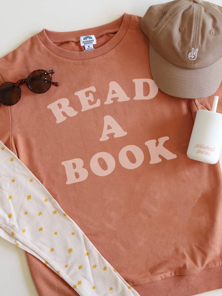 Ein Buch lesen, Pullover für Kinder, Herbstkleidung, Sweatshirt für Kleinkinder für den Großhandel von Polished Prints