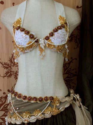 Peacock BH Riem Set Wit/goud voor wholesale door Senoritas Tribal Designs