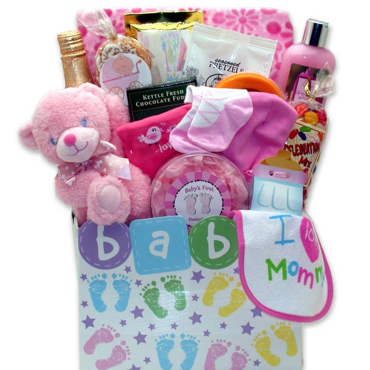Coffret cadeau New Baby Celebration - Rose pour la vente par Gift Basket Drop Shipping