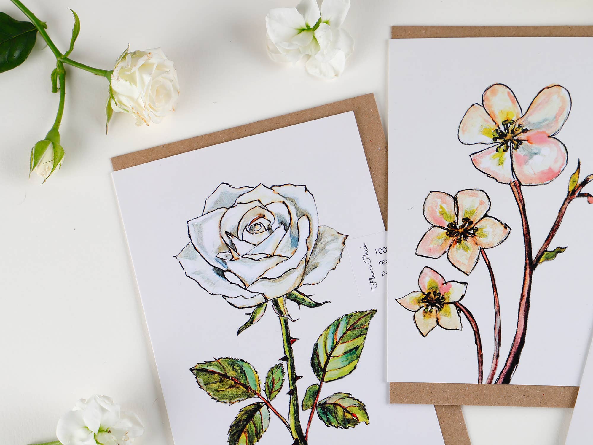 Flower Brick - Wholesale Everyday Greeting Card - A6 100% Recycled "White Rose" Greeting Card3
