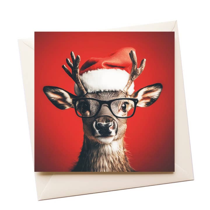 Hjortglasögon Porträtt Julkort för wholesale av Artificial Ink