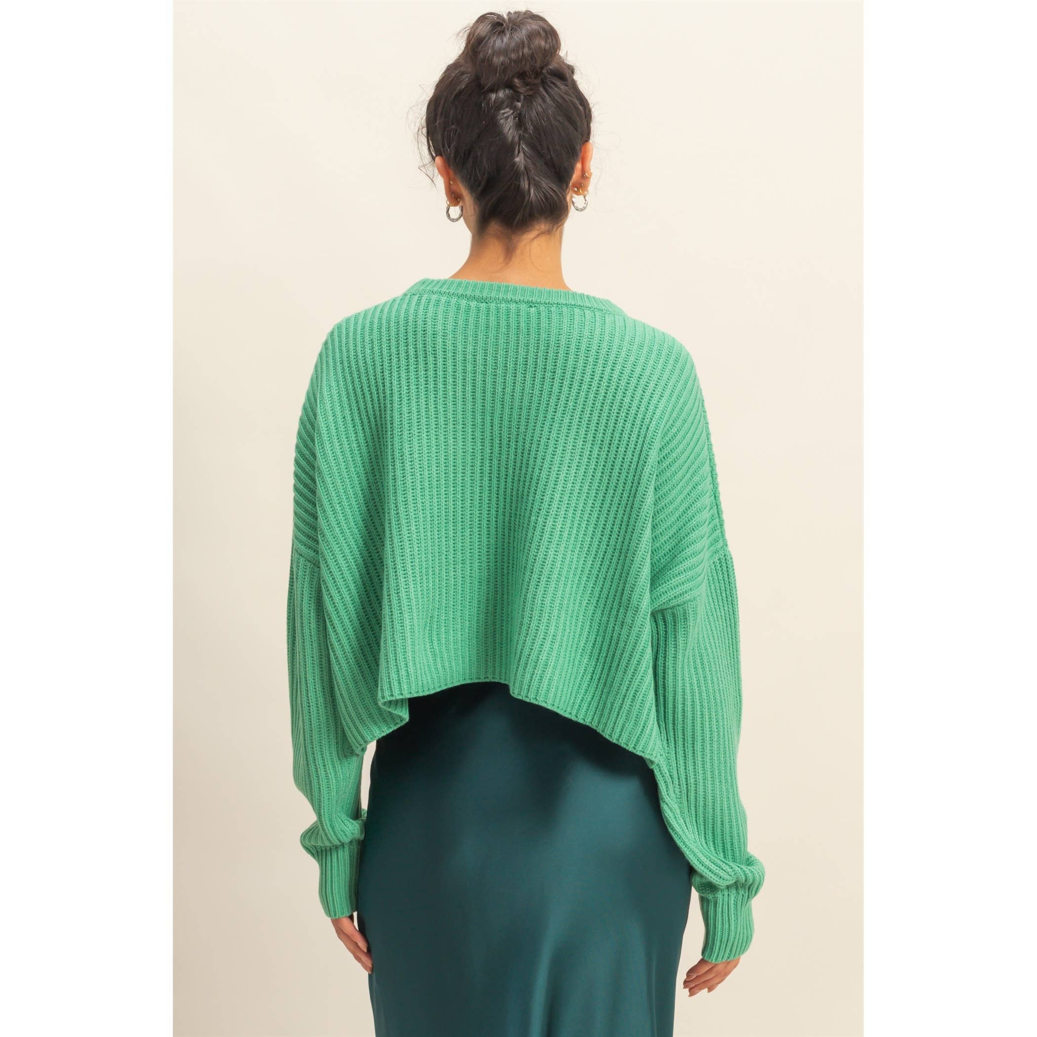 Double Zero - Wholesale Knit Sweater - Women's - Cropped Knit Sweater With Crew Neck1