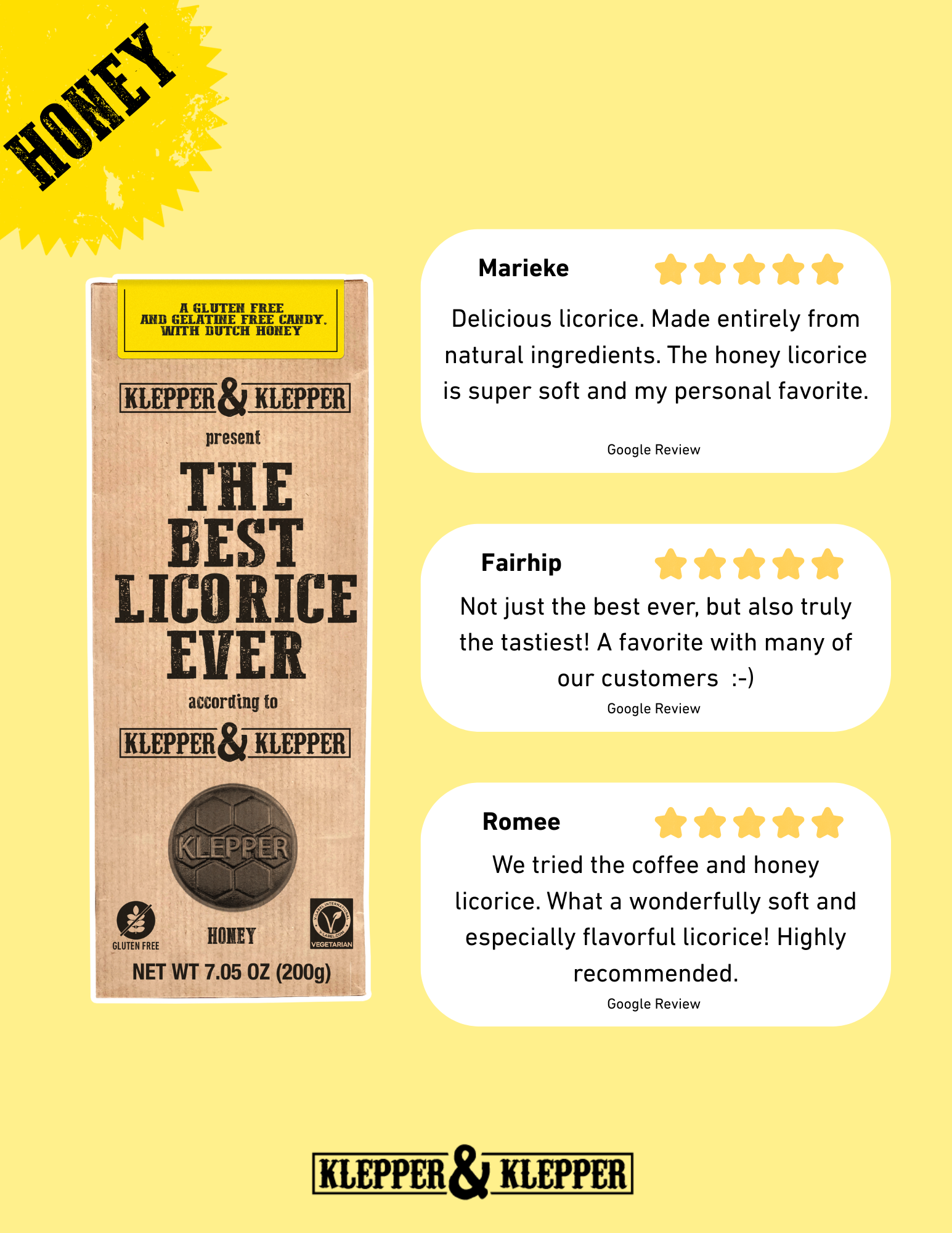 Klepper & Klepper Licorice USA - Wholesale Licorice - 
Honey Licorice Soft Vegetarian Premium | Klepper & Klepper3