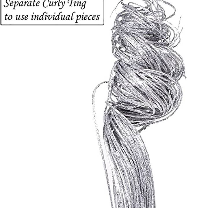 TF Publishing - Paper Goods - Wholesale Artificial flowers - Curly Ting Sparkle Glitter Pack of 40-50 Stems 2ft Silver2
