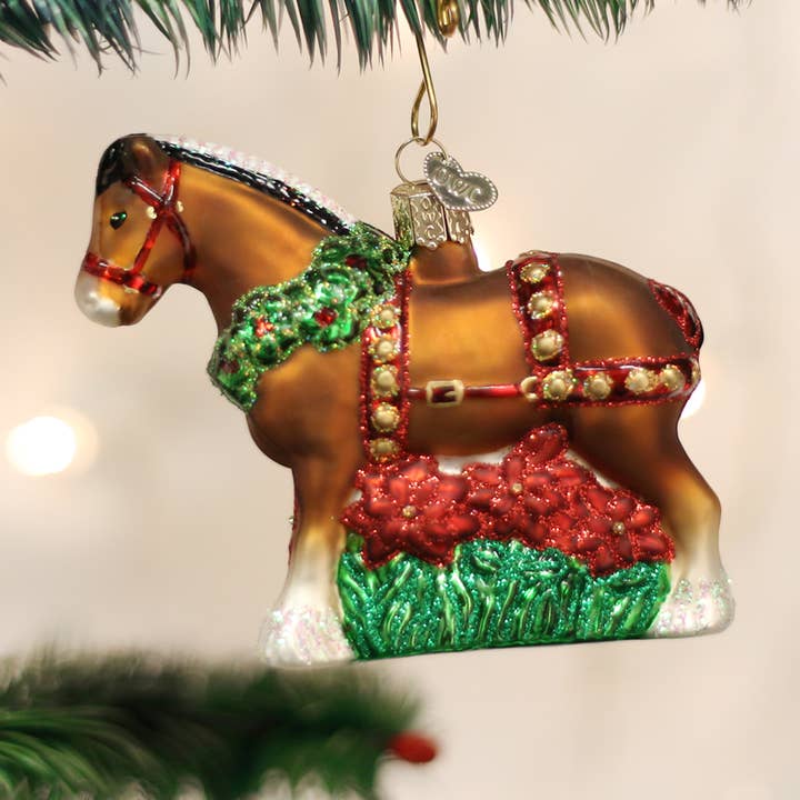 Holiday Clydesdale Ornament for wholesale by Old World Christmas