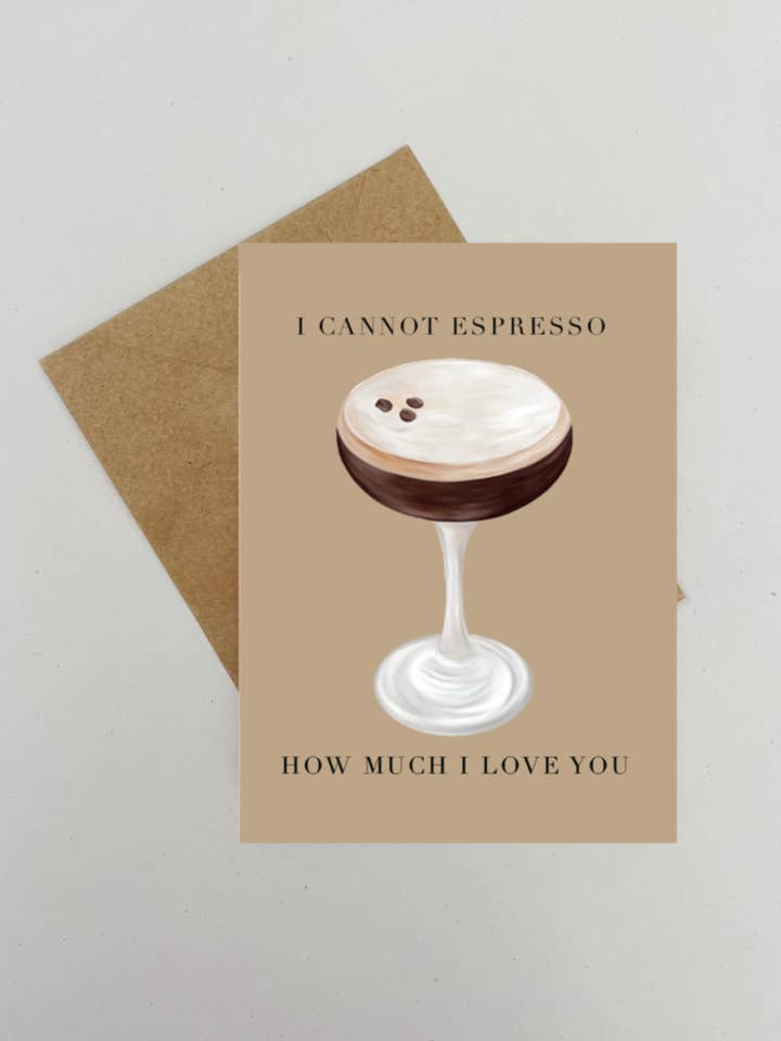 Espresso Martini Greeting Card for wholesale by Made by Allie Co.