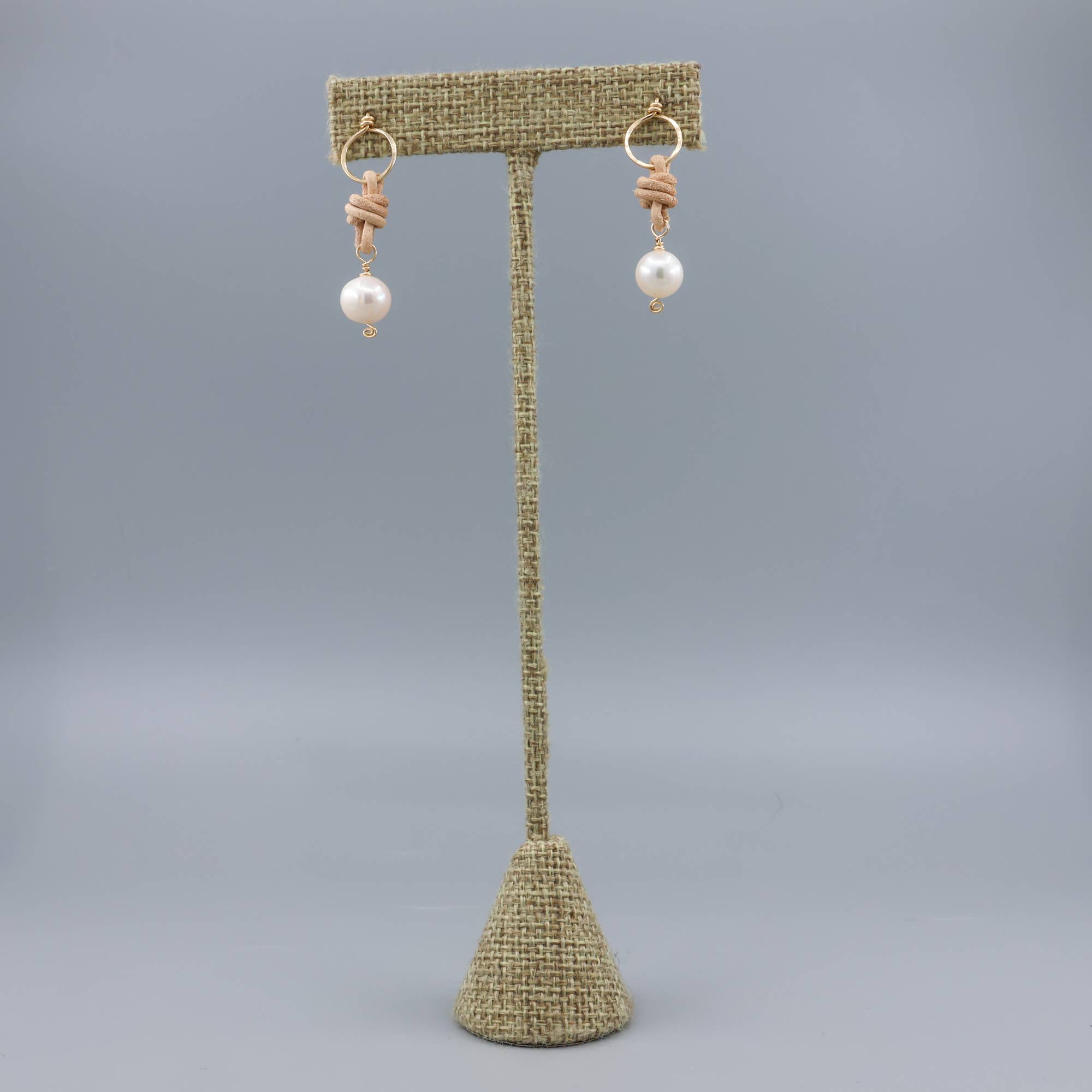 The Stitch Alliance - Wholesale Dangle Earrings - Freshwater Pearl Drop Earrings / 14k Gold Fill / Leather6