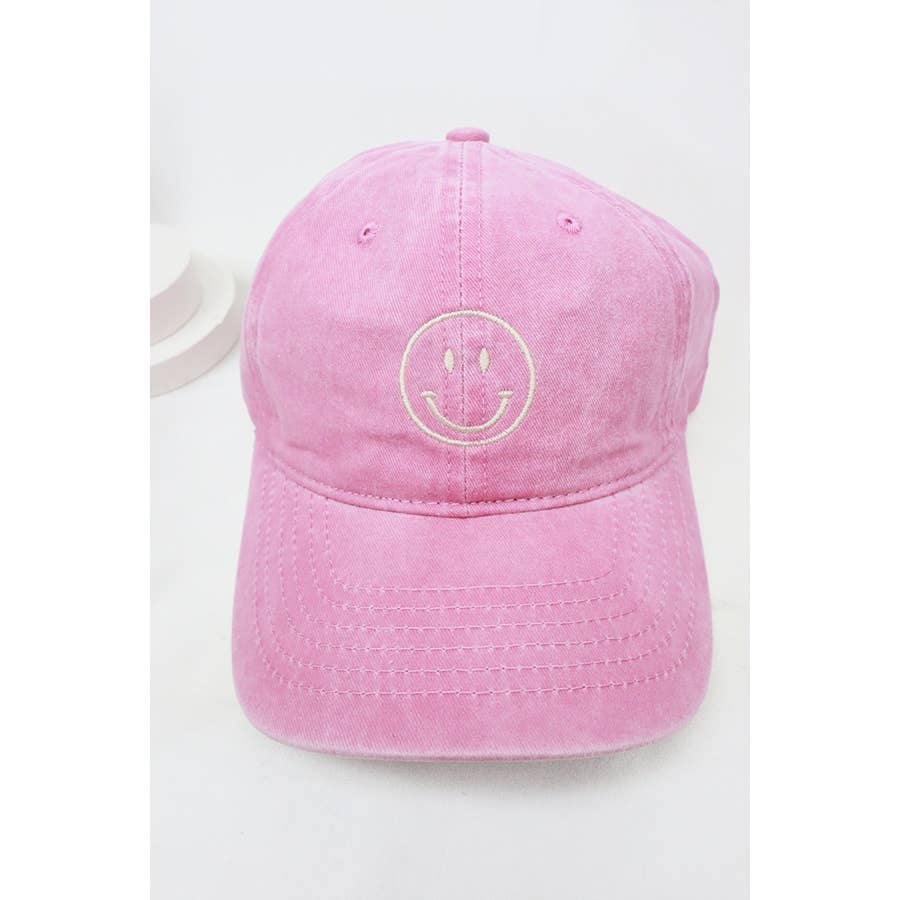 Love and Repeat - Wholesale Baseball Cap - Women's - Smile Face Embroidered Washed Baseball Cap1