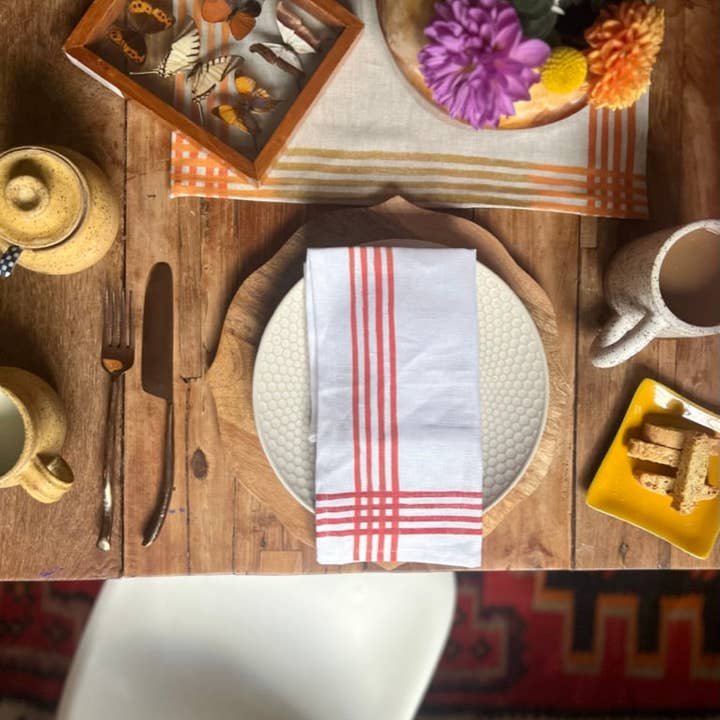 Linen Napkins Set of 4 Cross Hatch Stripes in 7 Color-Ways for wholesale by Tulusa