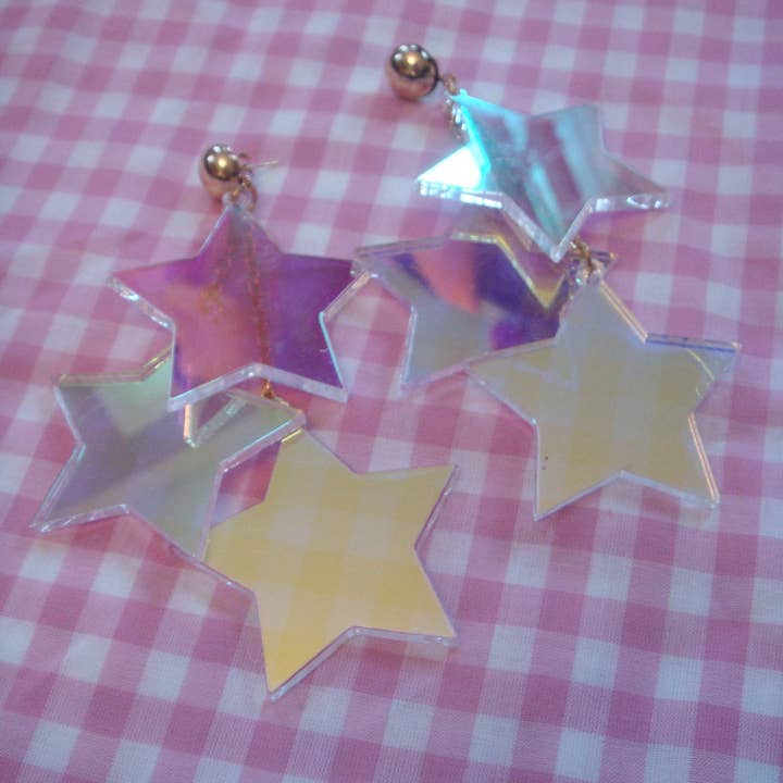I'm Your Present - Wholesale Hangende/ronde oorbellen - Radiant Stars holografische oorbellen, Lasergesneden acryl, Plastic sieraden