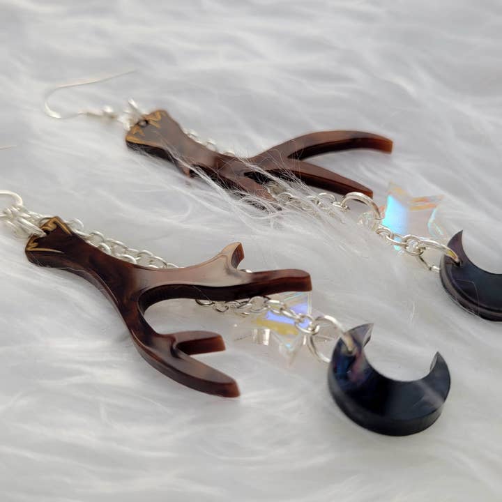 Jackalope Antler Earrings for wholesale by Sugar and Vice