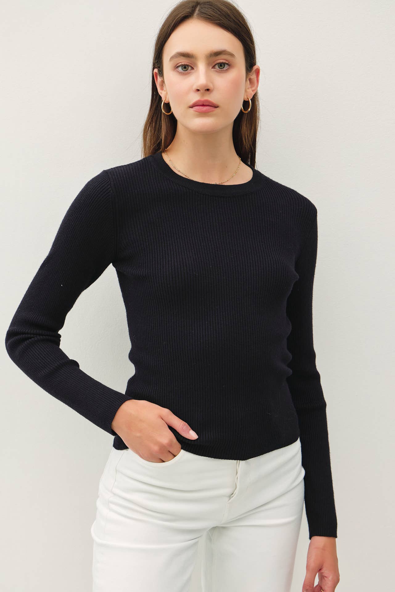 Be Cool - Wholesale Knit Sweater - Women's - CLASSIC CREWNECK LONG SLEEVE RIB SWEATER 15