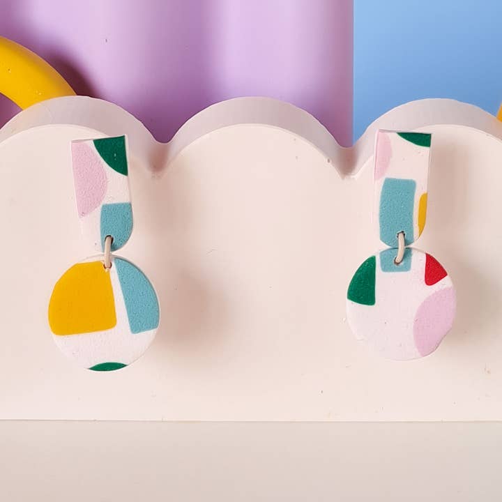 Mono - Wholesale Dangle Earrings - colorful patterned handmade clay earrings in 19 varieties34