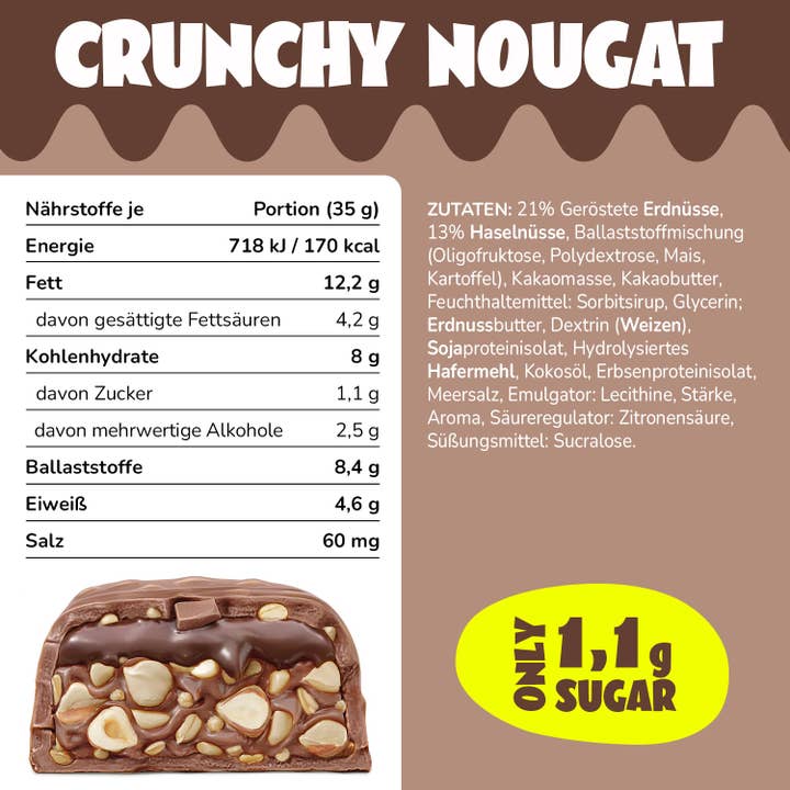 ahead - Wholesale Snack Bar - Low Sugar Choc Bar - Crunchy Nougat (Tray 16x35g)4