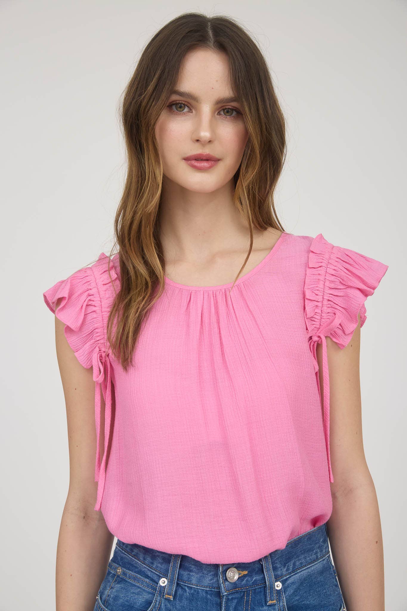 MINE - Wholesale Blouse - Women's - RUFFLE DETAIL DRAWSTRING DETAIL BLOUSE8