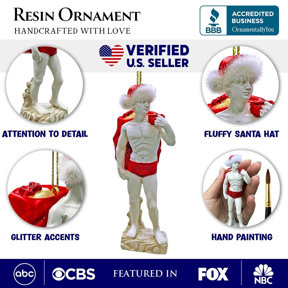 OrnamentallyYou - Wholesale Ornament - Festive Statue of David Ornament, Unique Italian Renaissance2