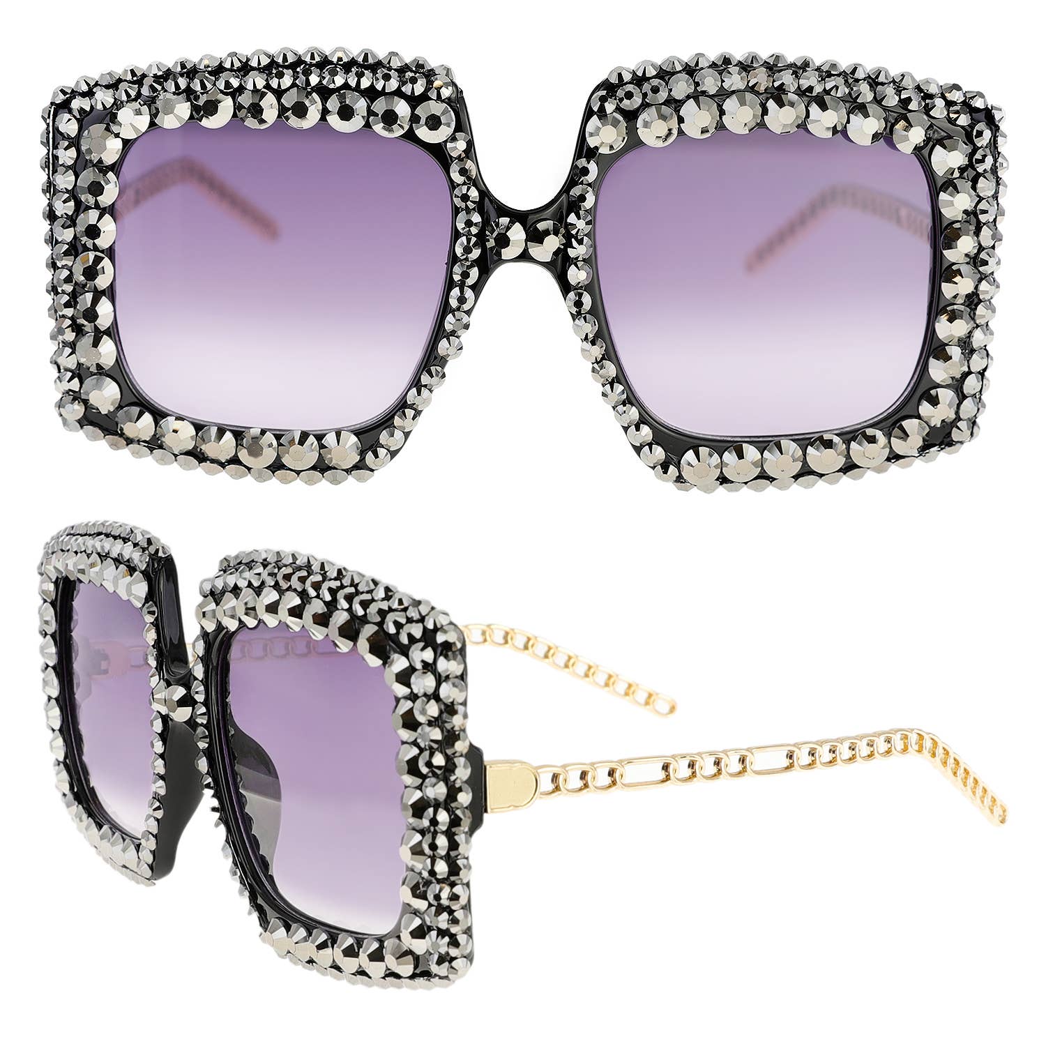 SP Sophia Collection - Wholesale Sunglasses - Women's - Sparkling Rhinestone Square Frame Sunglasses 4