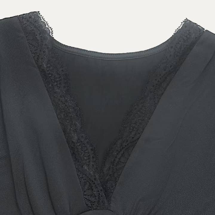 The Moment Collection - Wholesale Dress - Women's - Solid Soft Stretchy Plunging Neck Long Sleeve Maxi Dress8