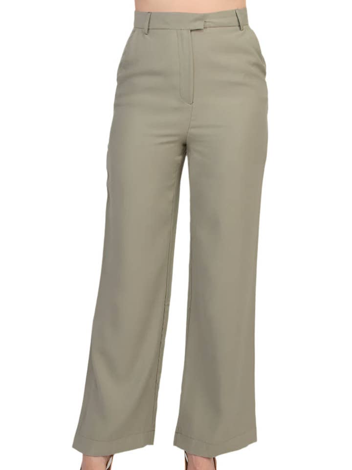 Truth High Waist Olijfgroene Wijde Pijpen Broek voor wholesale door Immediate Apparel