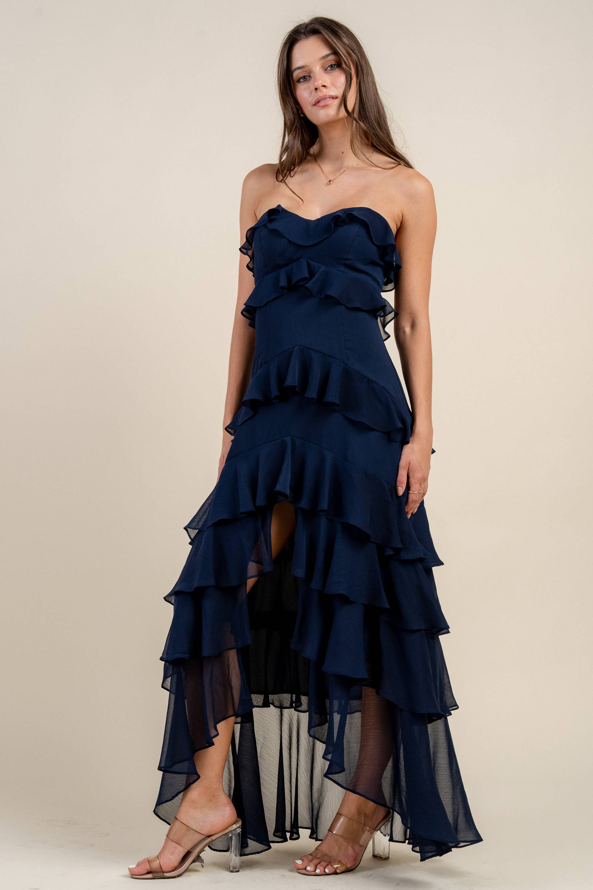 BEIVY & COLLABO – wholesale Klänning - Dam – BD12806K / YORYU CHIFFONG VOLANGLAGER MAXIKLÄNNING5