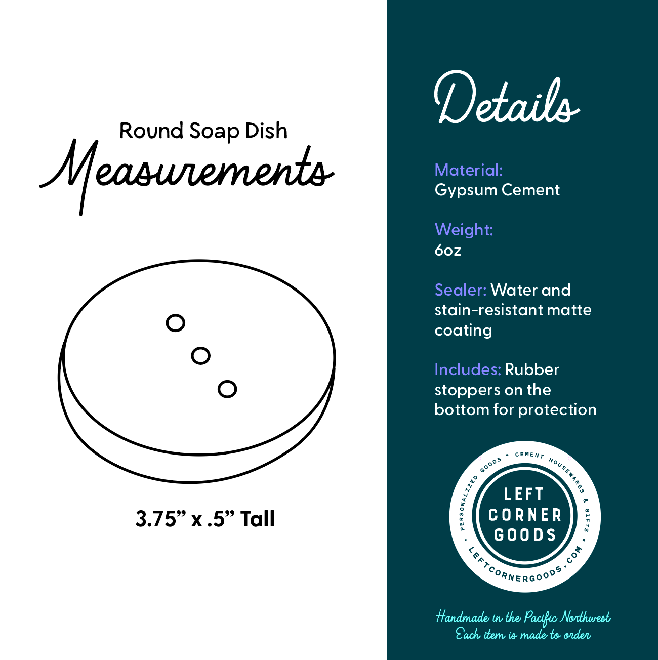 Left Corner Goods - Wholesale Bath Soap Dish - Concrete Round Soap Dish with Drainage Holes 5