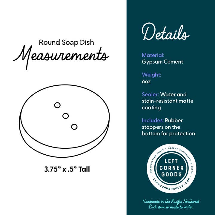 Left Corner Goods - Wholesale Bath Soap Dish - Concrete Round Soap Dish with Drainage Holes 5