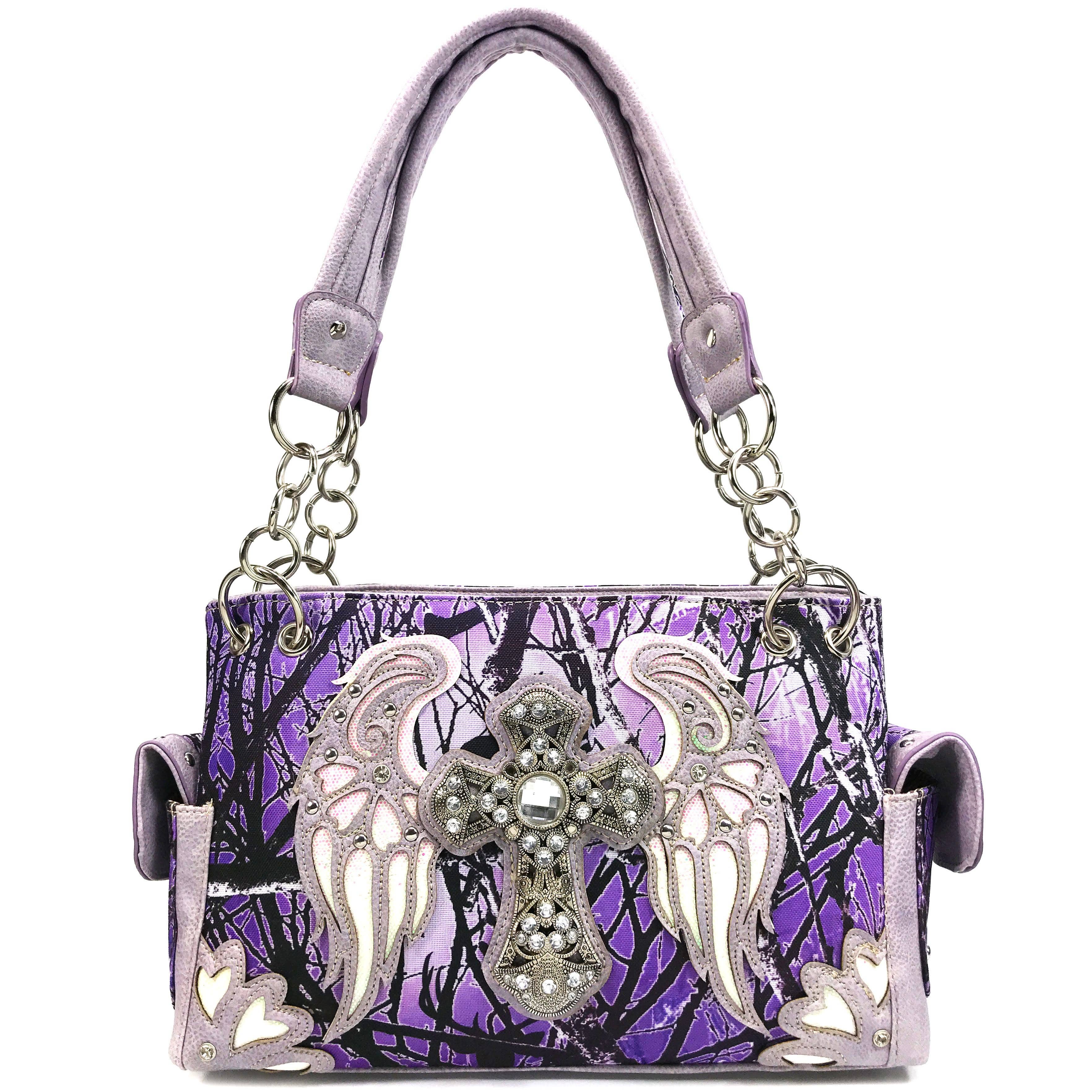 Lunar Deer - Vente Sac porté épaule – femme - Sac à main pour femme Cross Angel Wings avec motif camouflage branches d’arbre6