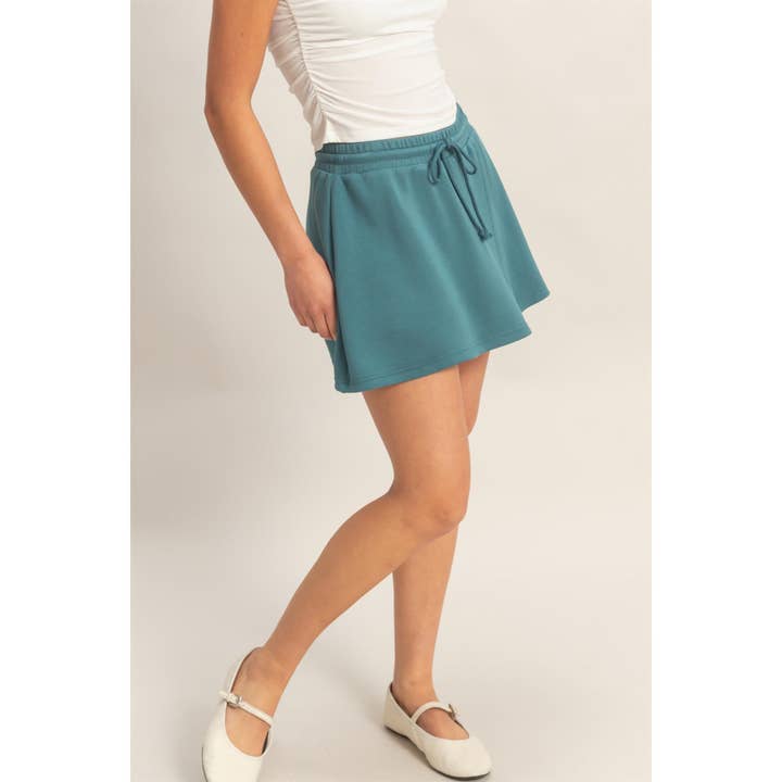 Wrap Front Elastic Waist Skort for wholesale by Double Zero