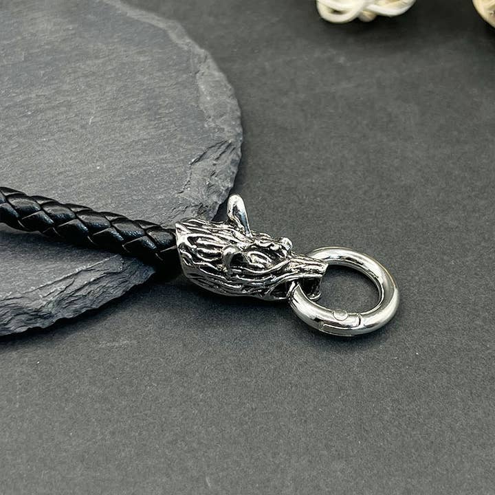 GemMeet – wholesale Charm/dangle bracelet – Vintage Viking Stainless Steel Wolf Bracelet2