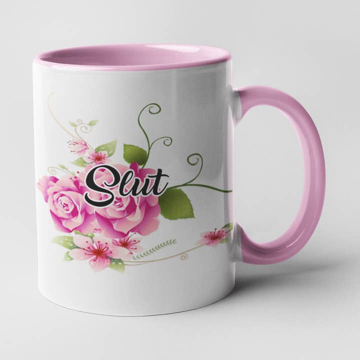 Slut Mug — Blumige, ausgefallene und zarte, rosafarbene Kaffeetasse für den Großhandel von Calm Down Caren