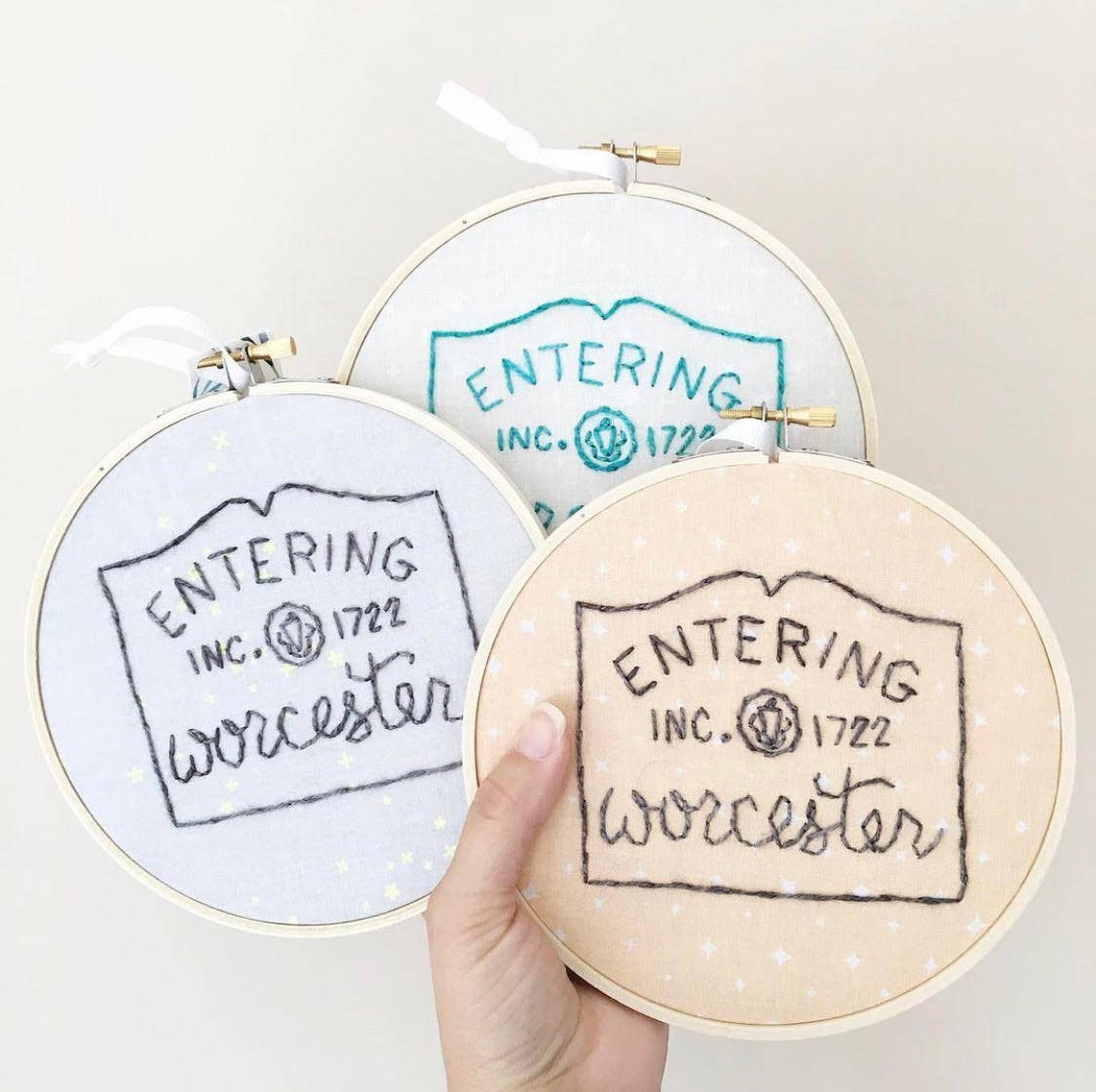 Islay's Terrace - Wholesale Embroidery/Cross Stitch Supplies - Massachusetts Town Sign Customized Embroidery Hoop Art4