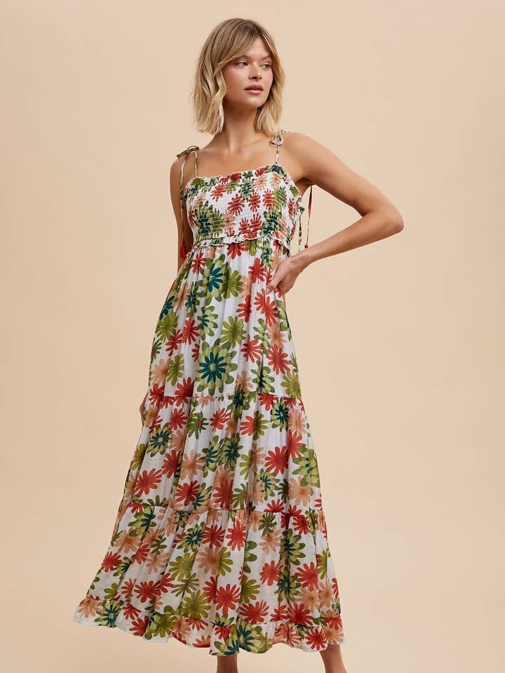 MAXI ABITO FLOREALE SENZA MANICHE A FIOCCO per la vendita all'ingrosso da parte di In Loom