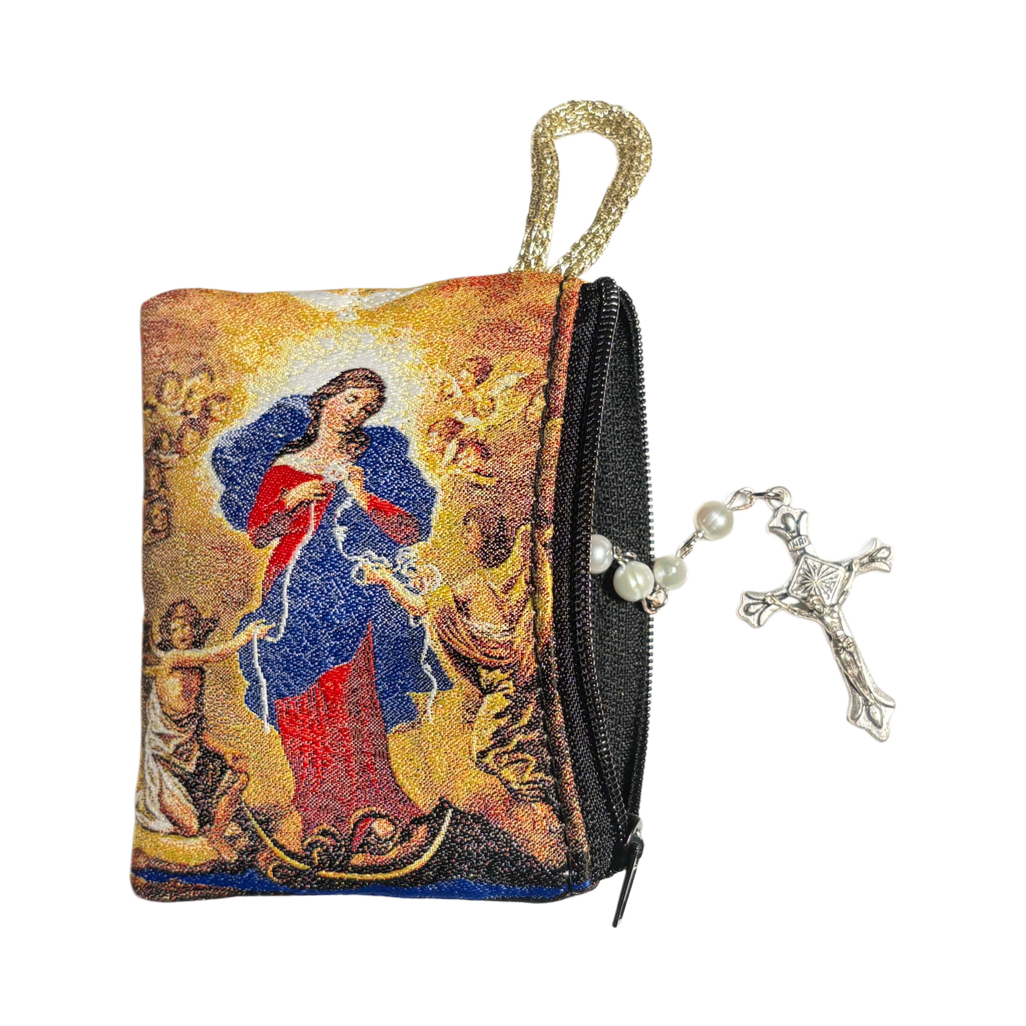 Oremus Mercy - Wholesale Pouch - Unisex - Rosary Pouch - Lady Undoer of Knots 3″ x 4″4