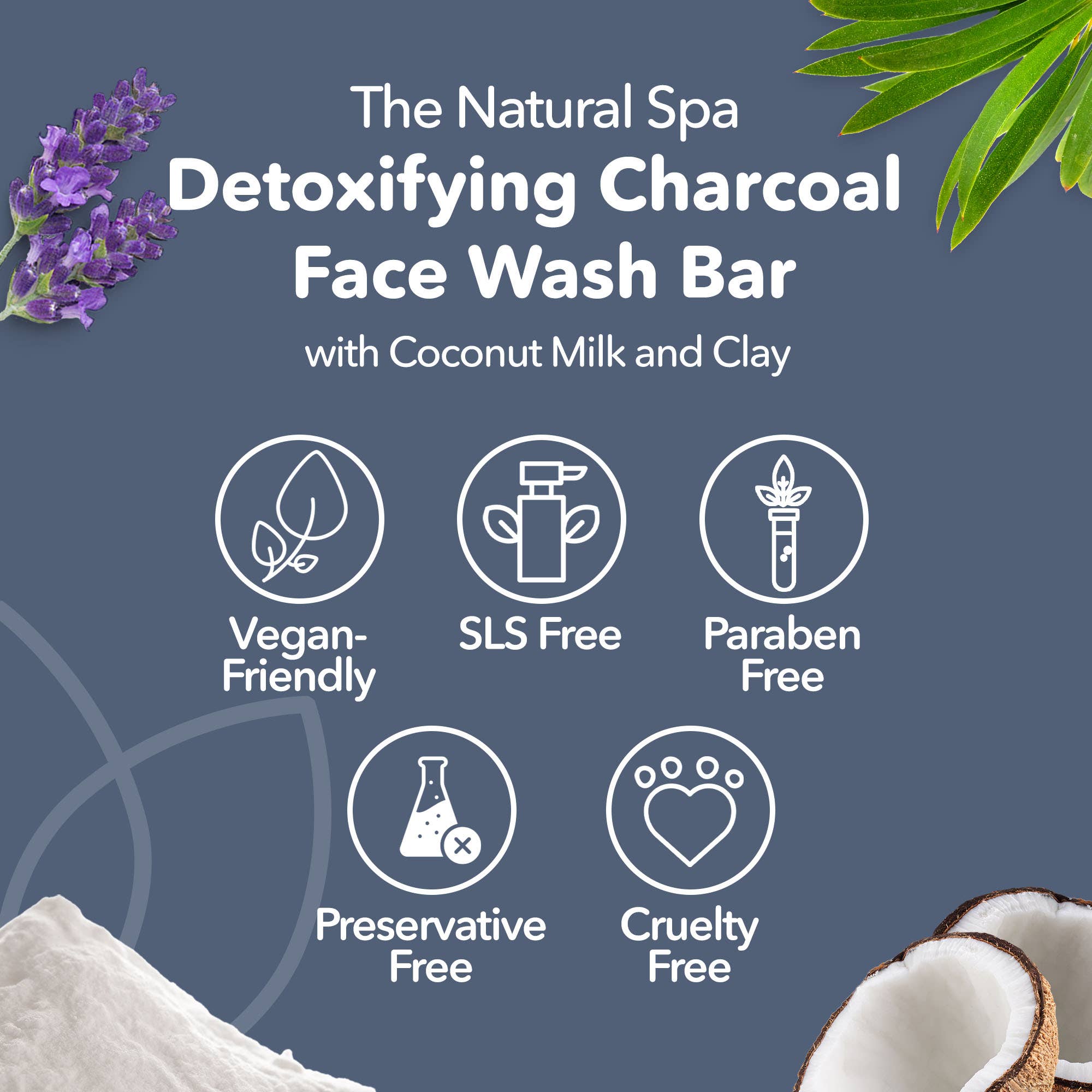 The Natural Spa Cosmetics – wholesale Facial cleanser – Charcoal face Wash - cleansing bar Lavender Tea Tree 2