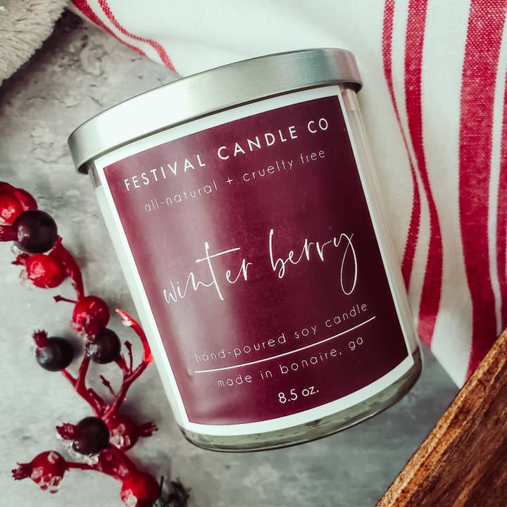 "Winter Berry" Scented Soy Candle, 8.5 ounce for wholesale by Festival Candle Co.